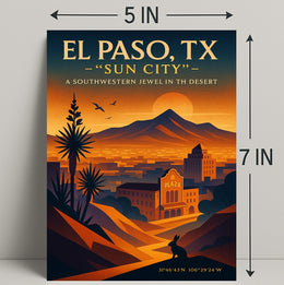 El Paso TX Sun City Vintage Poster PosterGoat