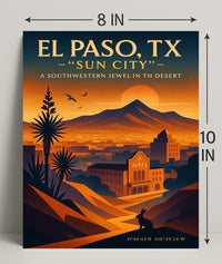 El Paso TX Sun City Vintage Poster PosterGoat