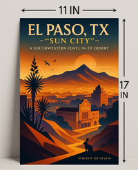 El Paso TX Sun City Vintage Poster PosterGoat