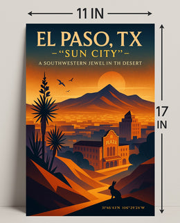 El Paso TX Sun City Vintage Poster PosterGoat
