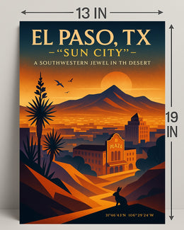 El Paso TX Sun City Vintage Poster PosterGoat