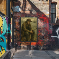 Elderly Fisherman Solitude, Contemplative Realism Artistic Poster PosterGoat