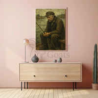 Elderly Fisherman's Contemplative Solitude Artistic Poster PosterGoat