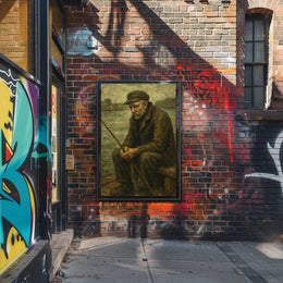 Elderly Fisherman's Contemplative Solitude Artistic Poster PosterGoat