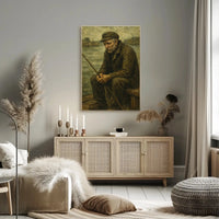 Elderly Fisherman's Contemplative Solitude Artistic Poster PosterGoat