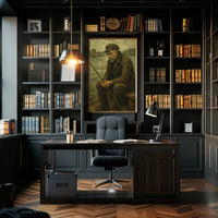 Elderly Fisherman's Contemplative Solitude Artistic Poster PosterGoat