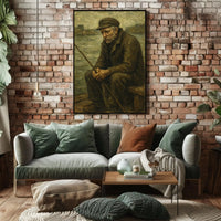 Elderly Fisherman's Contemplative Solitude Artistic Poster PosterGoat