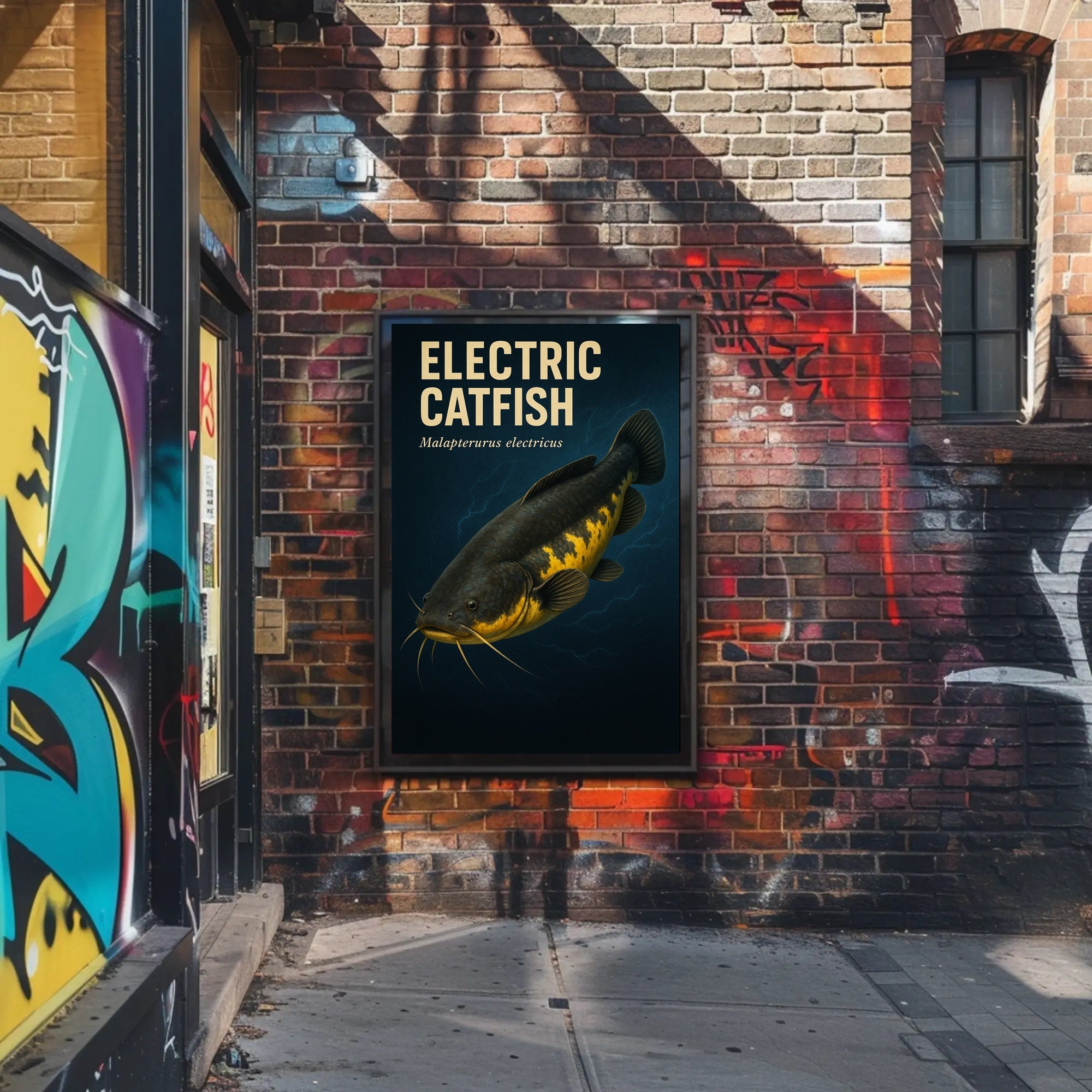 Electric Catfish Wall Art Vintage Print PosterGoat