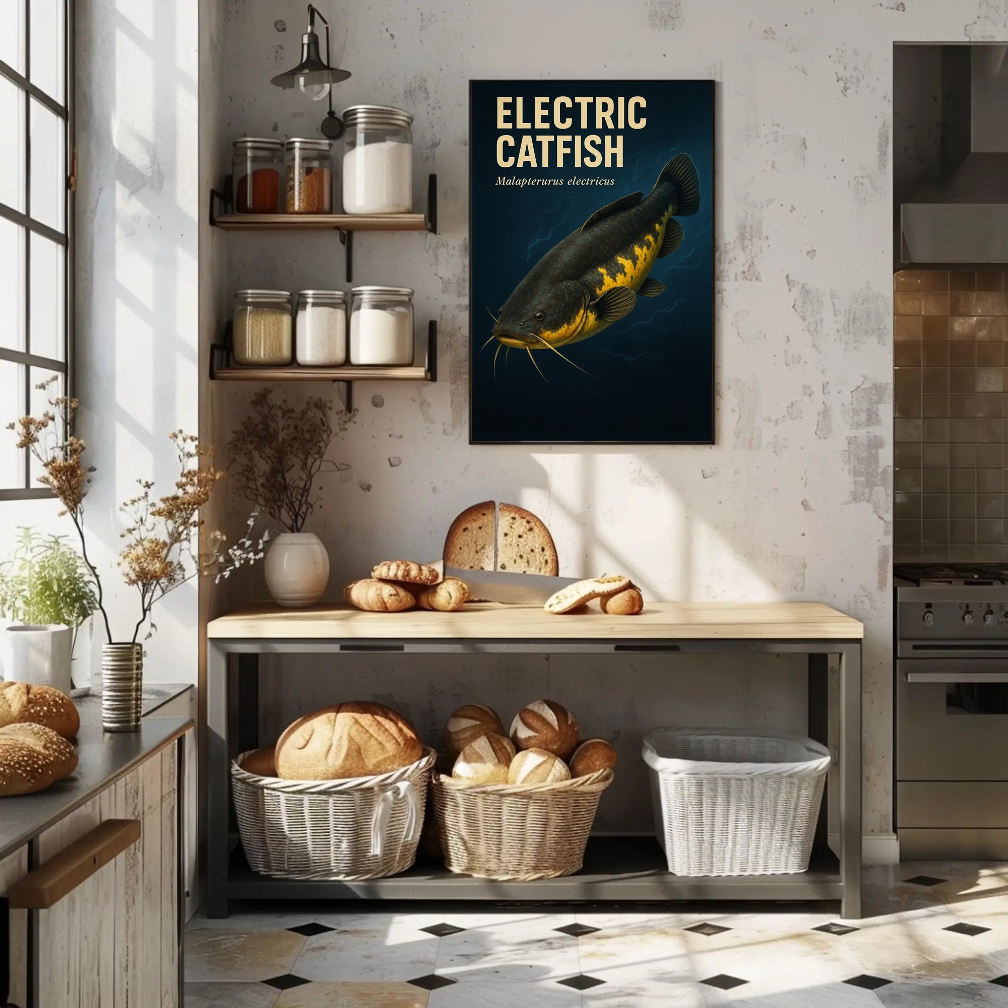 Electric Catfish Wall Art Vintage Print PosterGoat