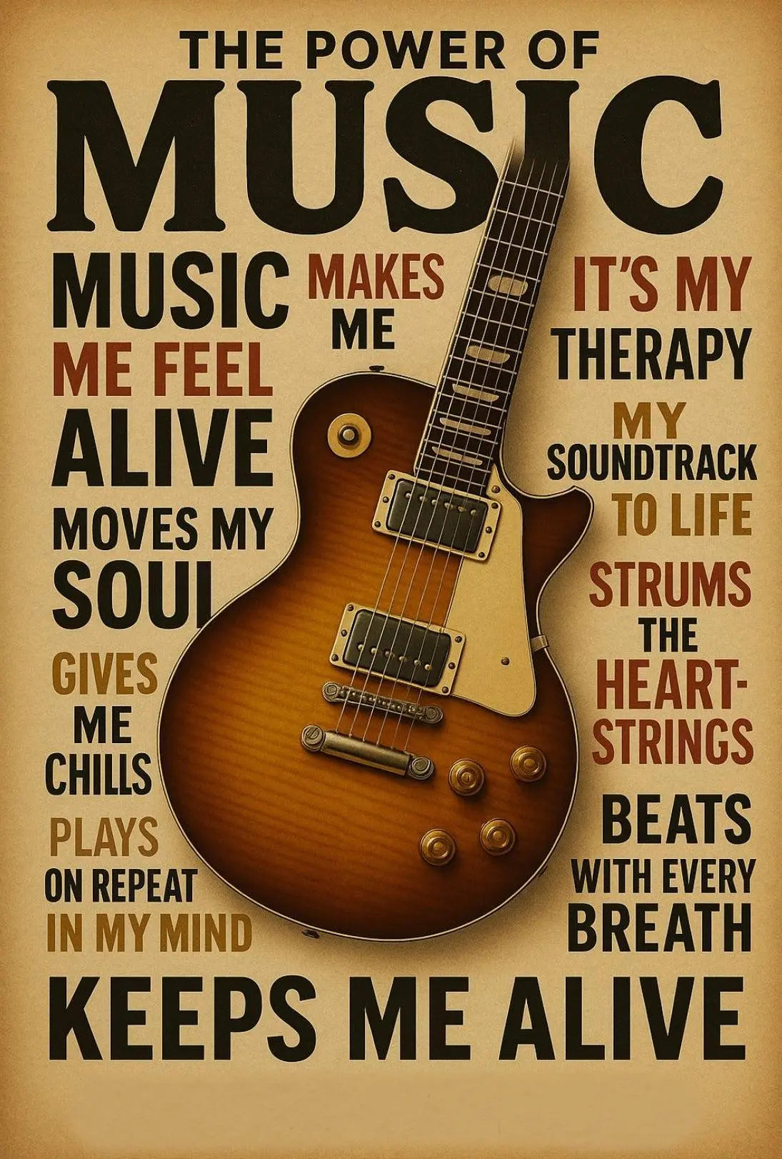 Electric Guitar Passion Retro Music Art Poster PosterGoat
