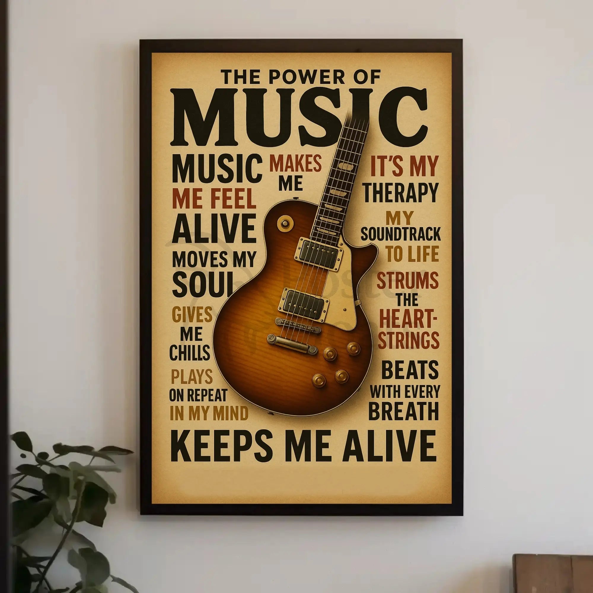 Electric Guitar Passion Retro Music Art Poster PosterGoat