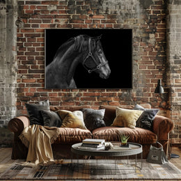 Elegance and Strength: Black and White Horse Animal Poster PosterGoat