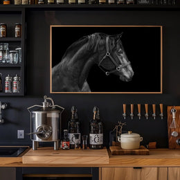 Elegance and Strength: Black and White Horse Animal Poster PosterGoat