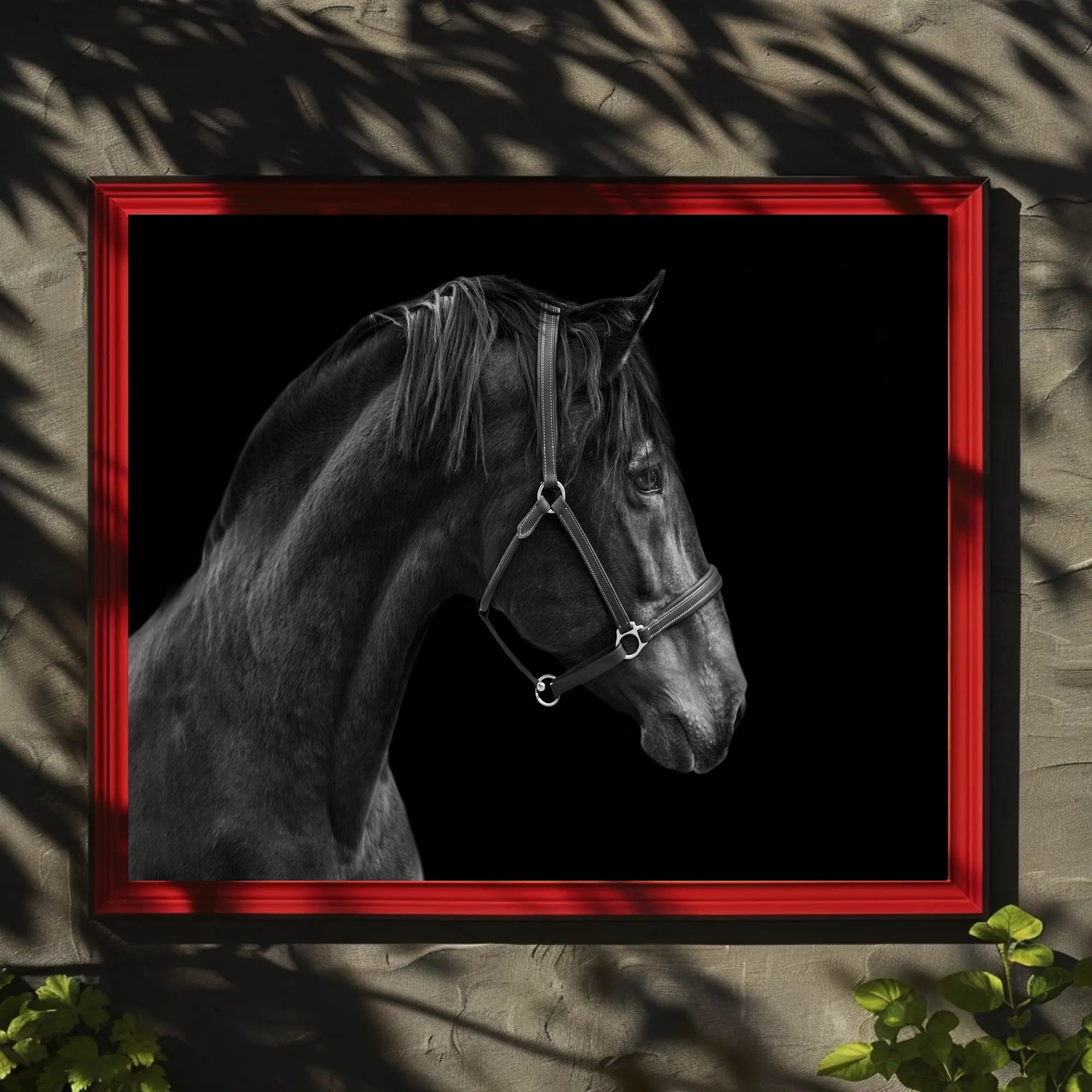 Elegance and Strength: Black and White Horse Animal Poster PosterGoat