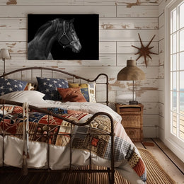 Elegance and Strength: Black and White Horse Animal Poster PosterGoat