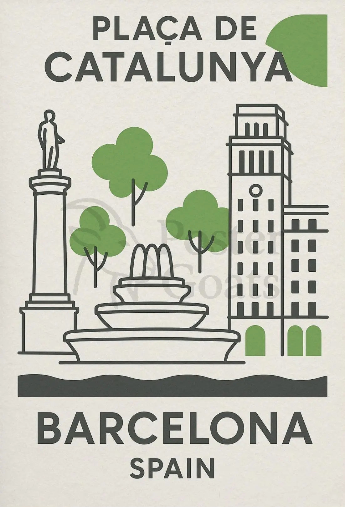 Elegant Barcelona Plaça de Catalunya Poster PosterGoat