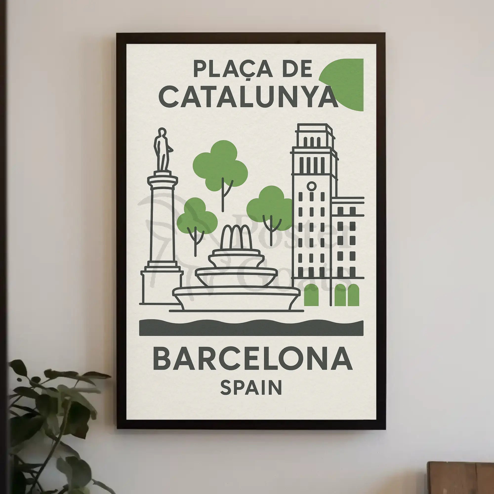 Elegant Barcelona Plaça de Catalunya Poster PosterGoat