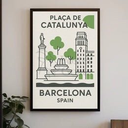 Elegant Barcelona Plaça de Catalunya Poster PosterGoat