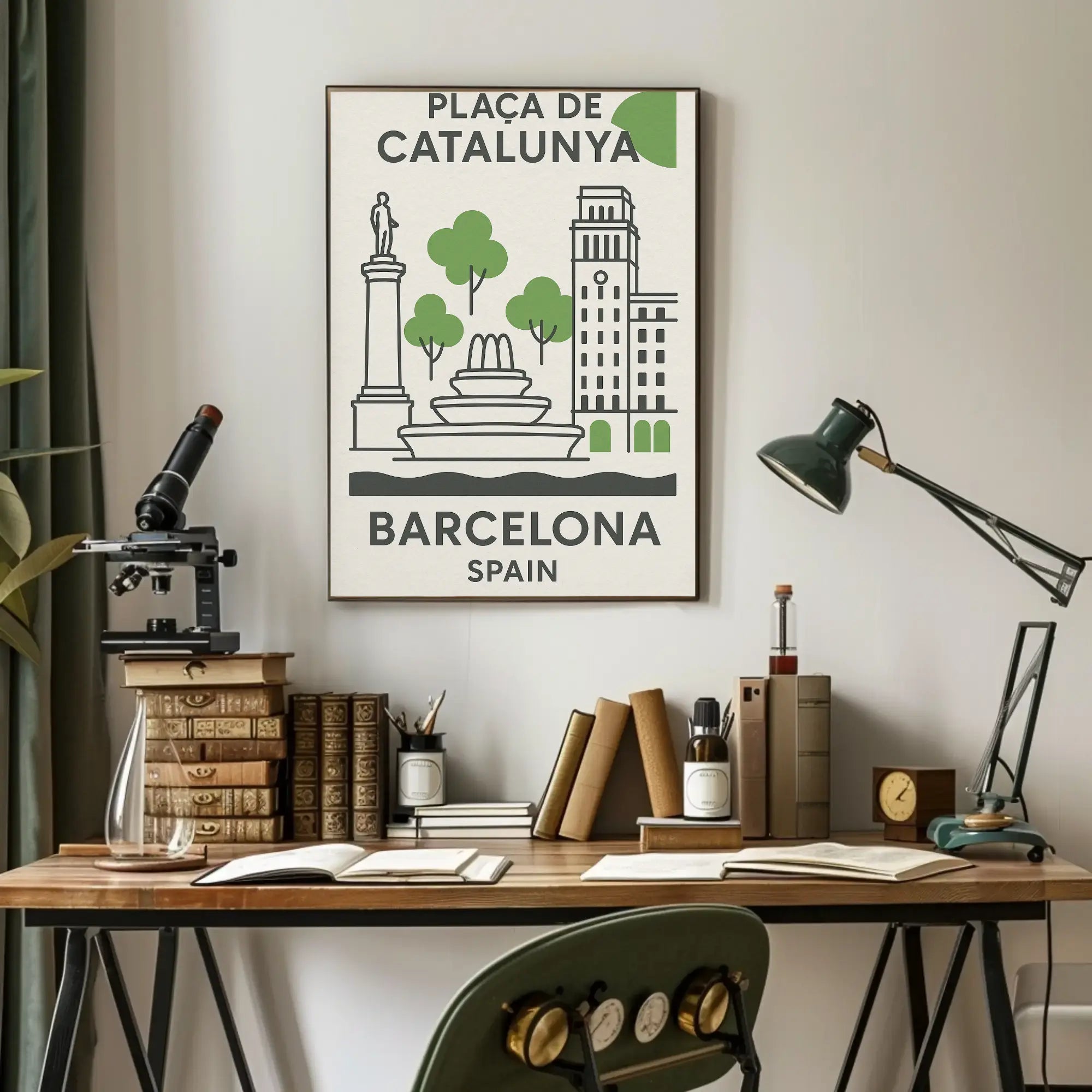 Elegant Barcelona Plaça de Catalunya Poster PosterGoat