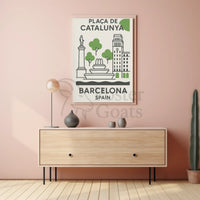 Elegant Barcelona Plaça de Catalunya Poster PosterGoat