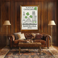 Elegant Barcelona Plaça de Catalunya Poster PosterGoat