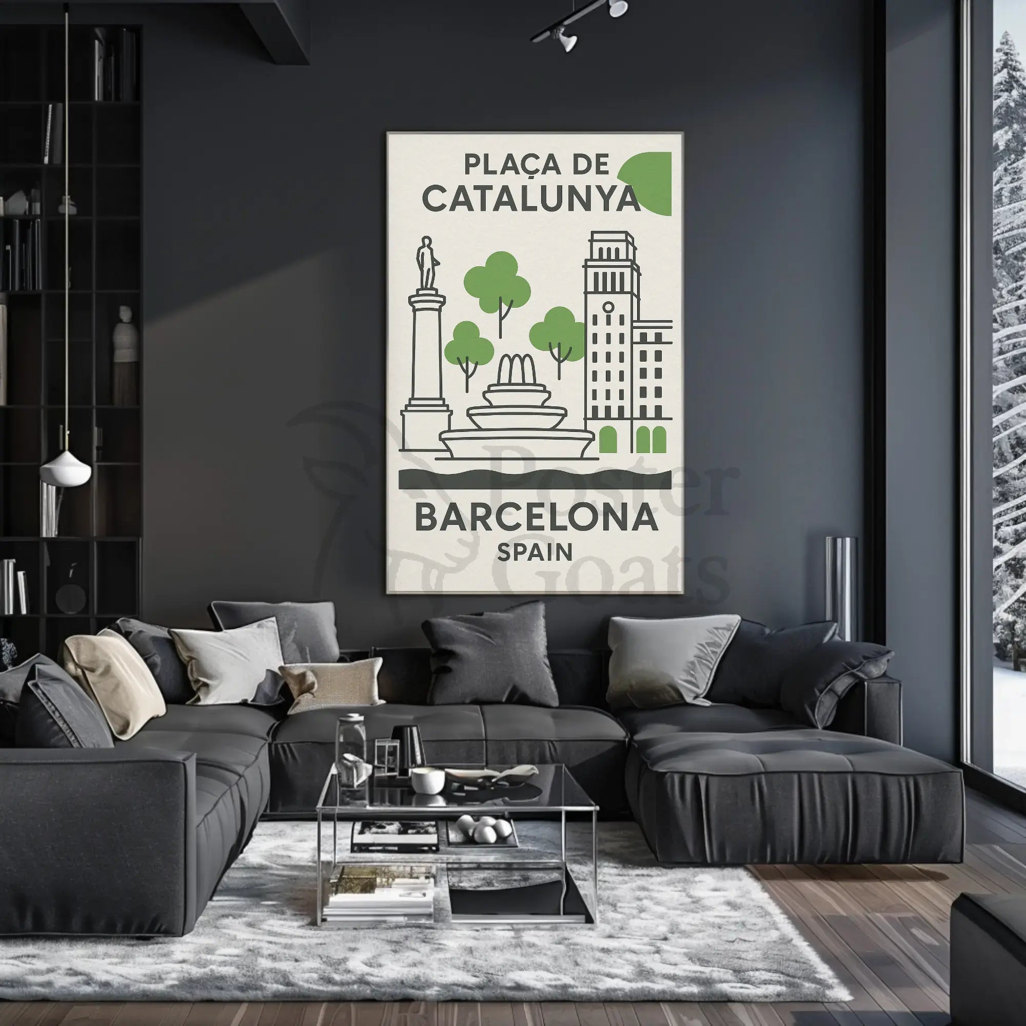 Elegant Barcelona Plaça de Catalunya Poster PosterGoat