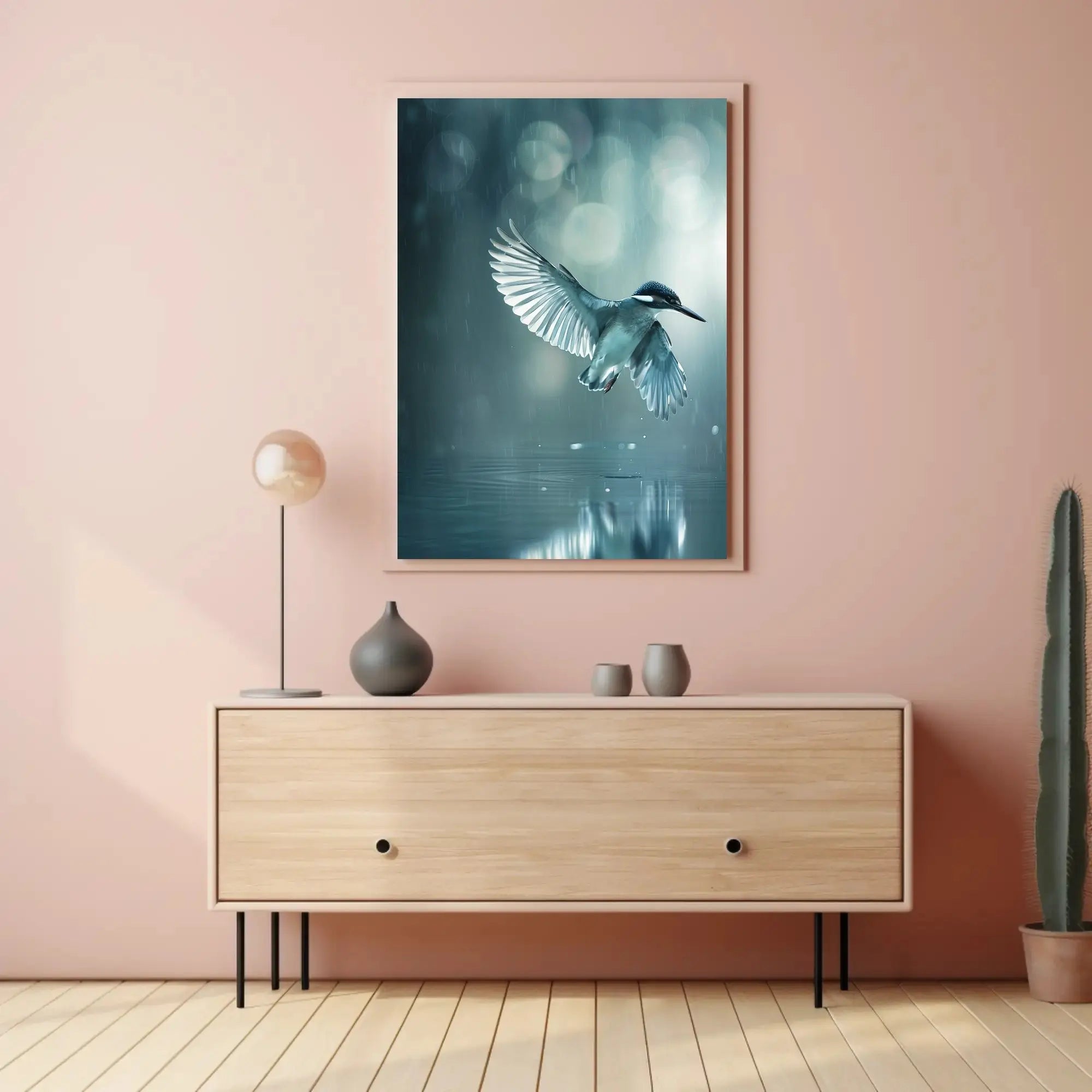 Elegant Bird Mid-Flight Artistic Nature Scene Animal Poster PosterGoat