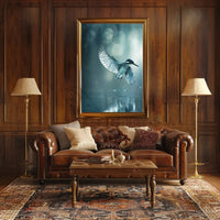 Elegant Bird Mid-Flight Artistic Nature Scene Animal Poster PosterGoat