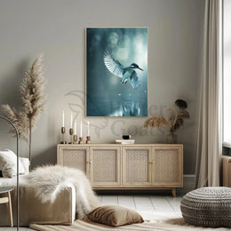 Elegant Bird Mid-Flight Artistic Nature Scene Animal Poster PosterGoat