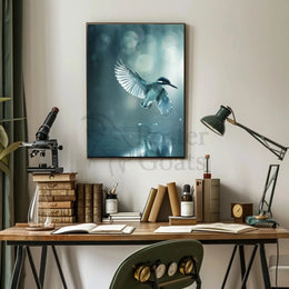 Elegant Bird Mid-Flight Artistic Nature Scene Animal Poster PosterGoat