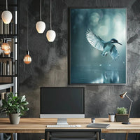 Elegant Bird Mid-Flight Artistic Nature Scene Animal Poster PosterGoat