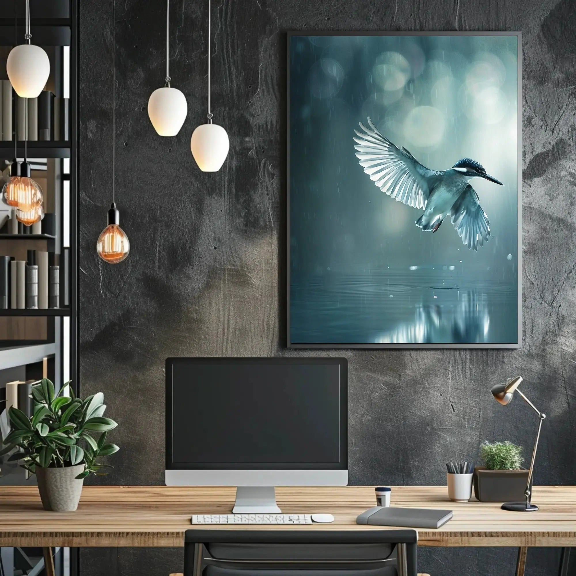 Elegant Bird Mid-Flight Artistic Nature Scene Animal Poster PosterGoat