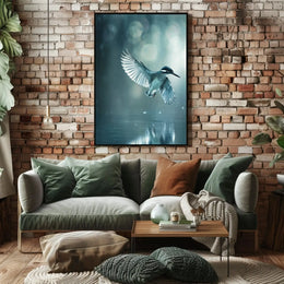 Elegant Bird Mid-Flight Artistic Nature Scene Animal Poster PosterGoat