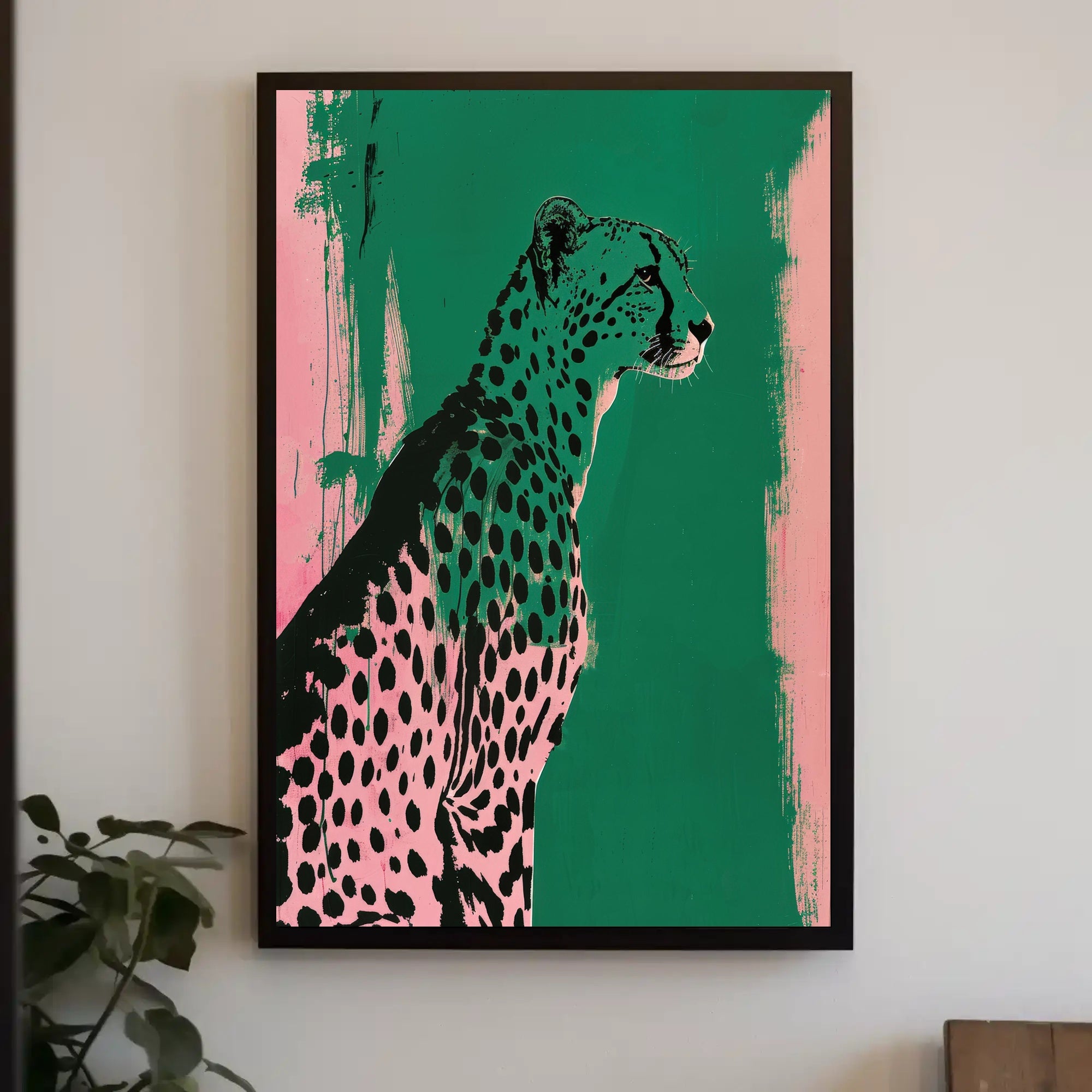 Elegant Cheetah Illustration on Artistic Animal Poster PosterGoat
