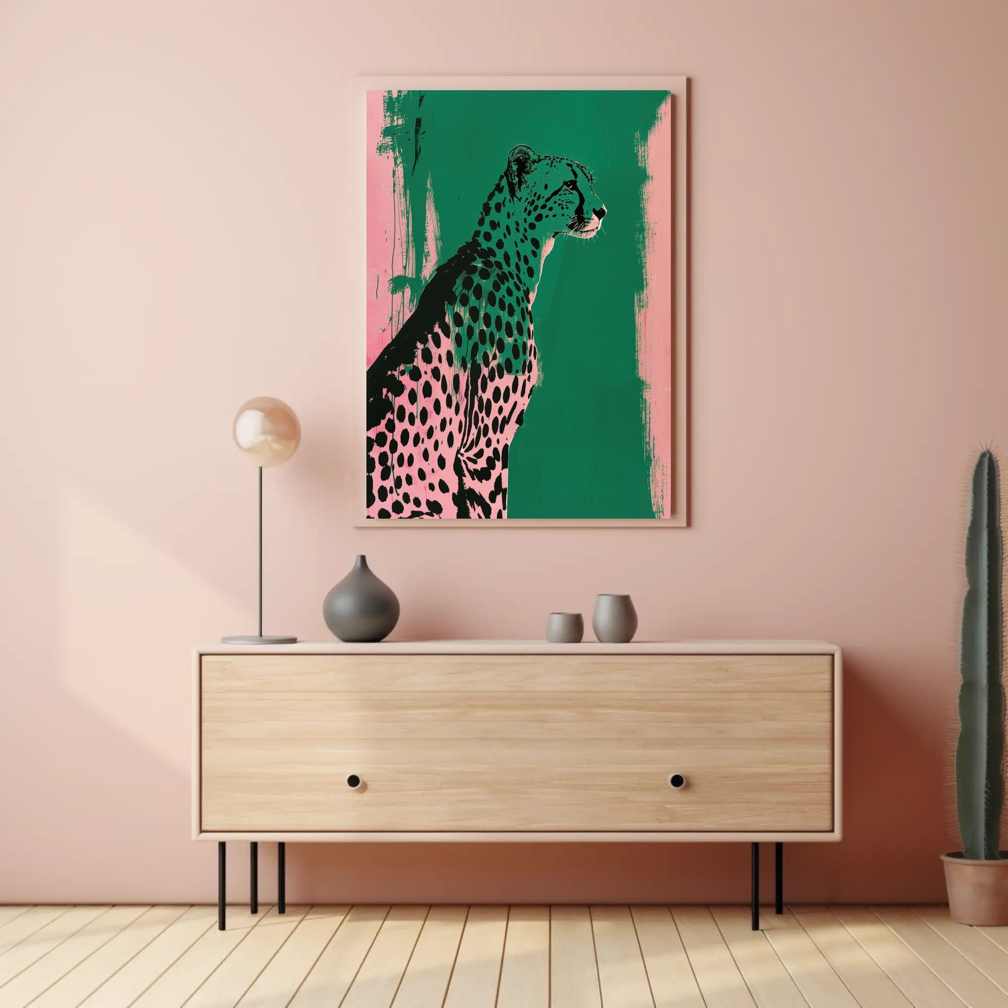 Elegant Cheetah Illustration on Artistic Animal Poster PosterGoat