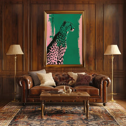 Elegant Cheetah Illustration on Artistic Animal Poster PosterGoat