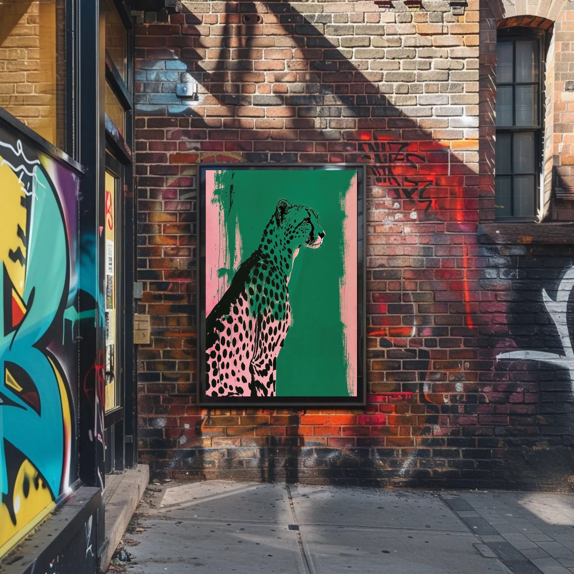 Elegant Cheetah Illustration on Artistic Animal Poster PosterGoat
