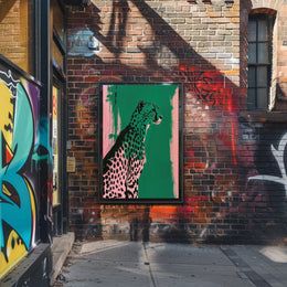 Elegant Cheetah Illustration on Artistic Animal Poster PosterGoat