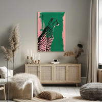 Elegant Cheetah Illustration on Artistic Animal Poster PosterGoat
