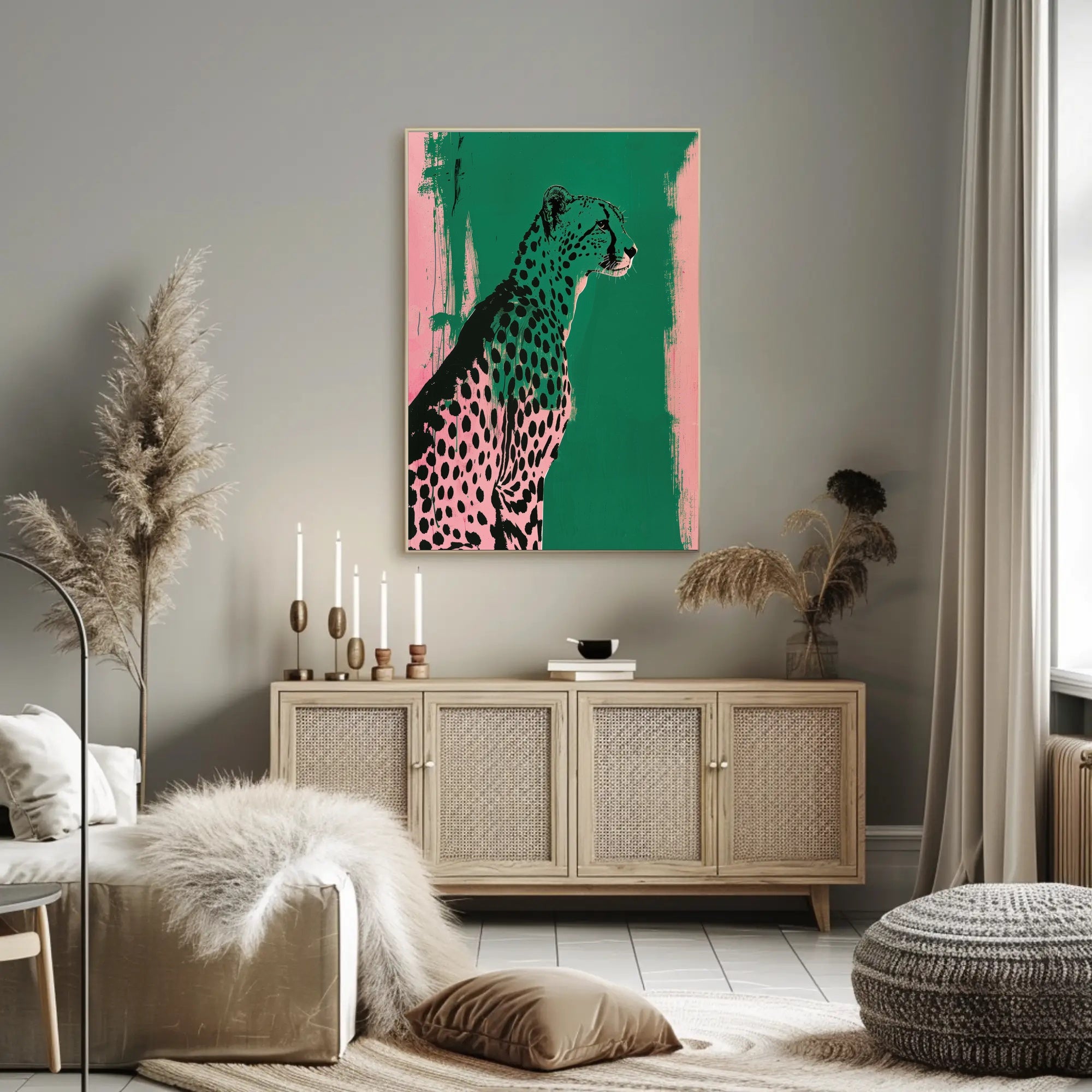 Elegant Cheetah Illustration on Artistic Animal Poster PosterGoat