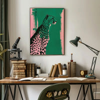 Elegant Cheetah Illustration on Artistic Animal Poster PosterGoat