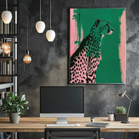 Elegant Cheetah Illustration on Artistic Animal Poster PosterGoat