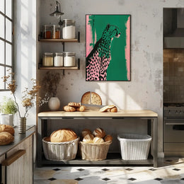 Elegant Cheetah Illustration on Artistic Animal Poster PosterGoat