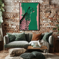 Elegant Cheetah Illustration on Artistic Animal Poster PosterGoat