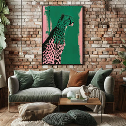 Elegant Cheetah Illustration on Artistic Animal Poster PosterGoat
