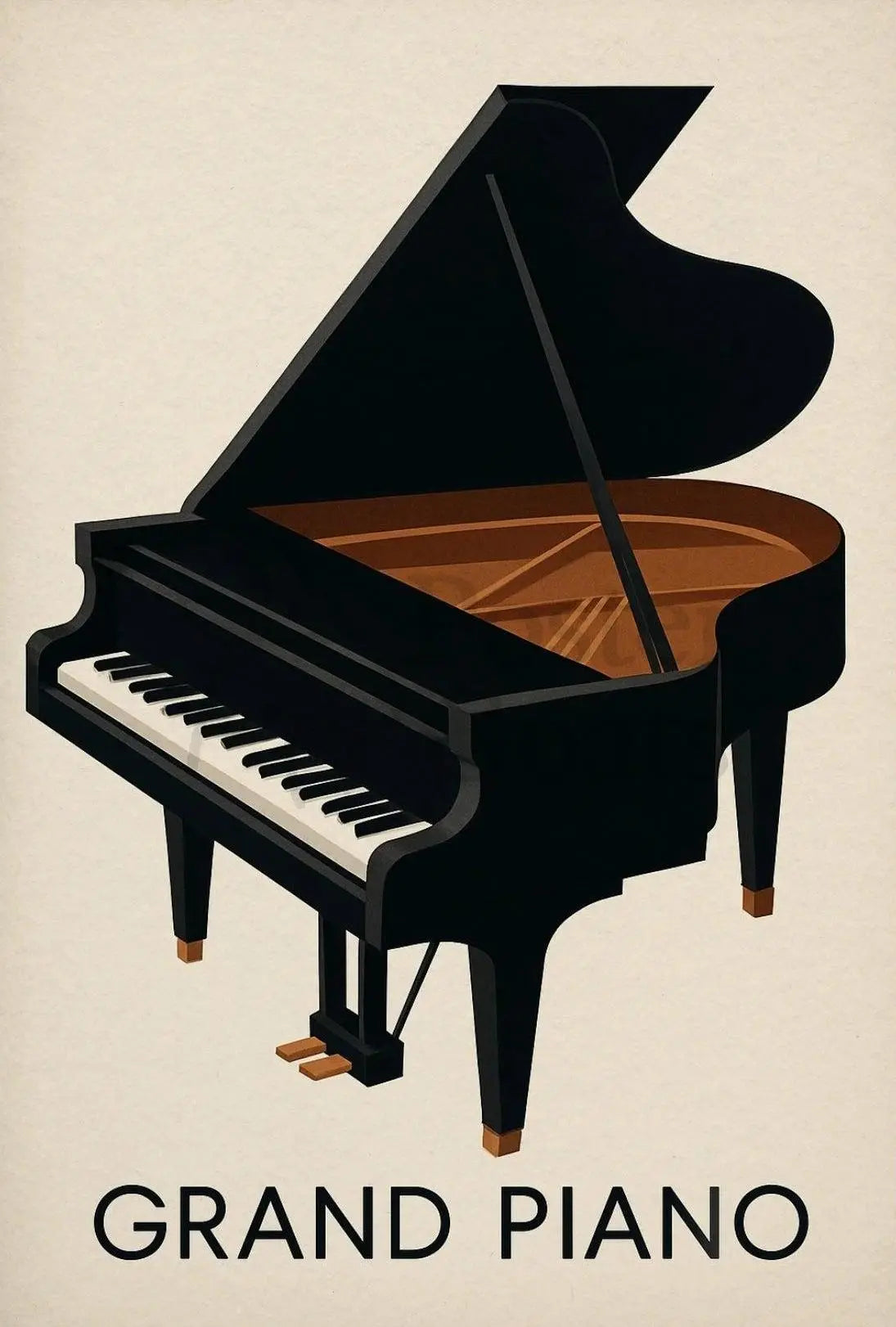 Elegant Grand Piano Vintage Art Artistic Poster PosterGoat