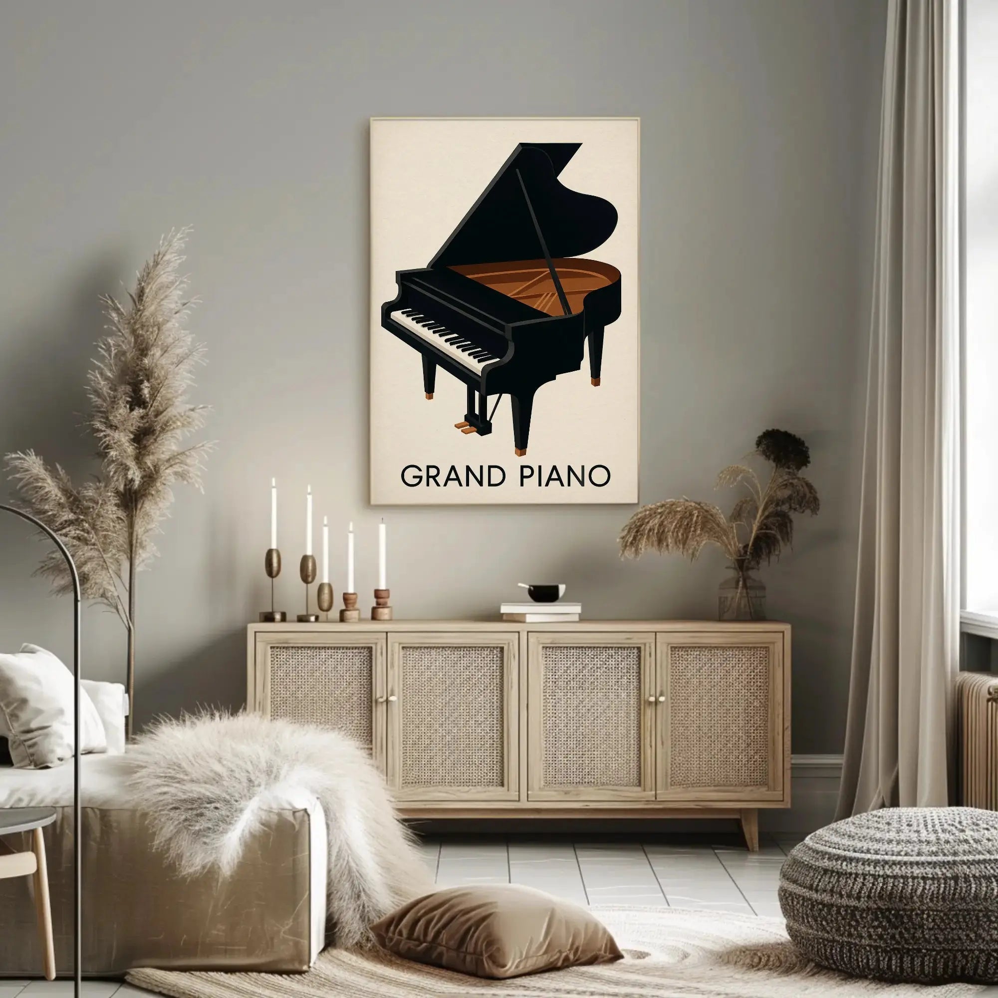 Elegant Grand Piano Vintage Art Artistic Poster PosterGoat