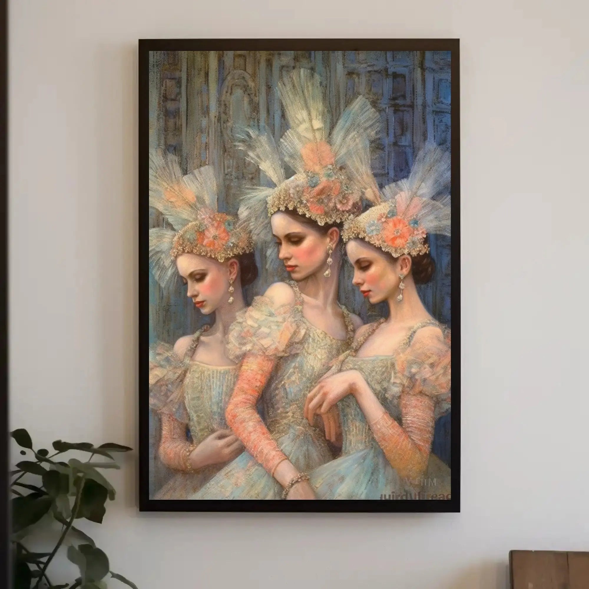 Elegant Historical Women with Elaborate Headdresses Cultural Poster PosterGoat