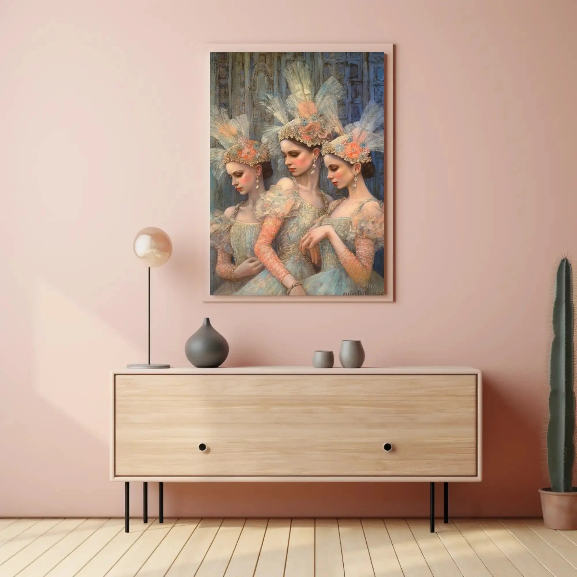 Elegant Historical Women with Elaborate Headdresses Cultural Poster PosterGoat