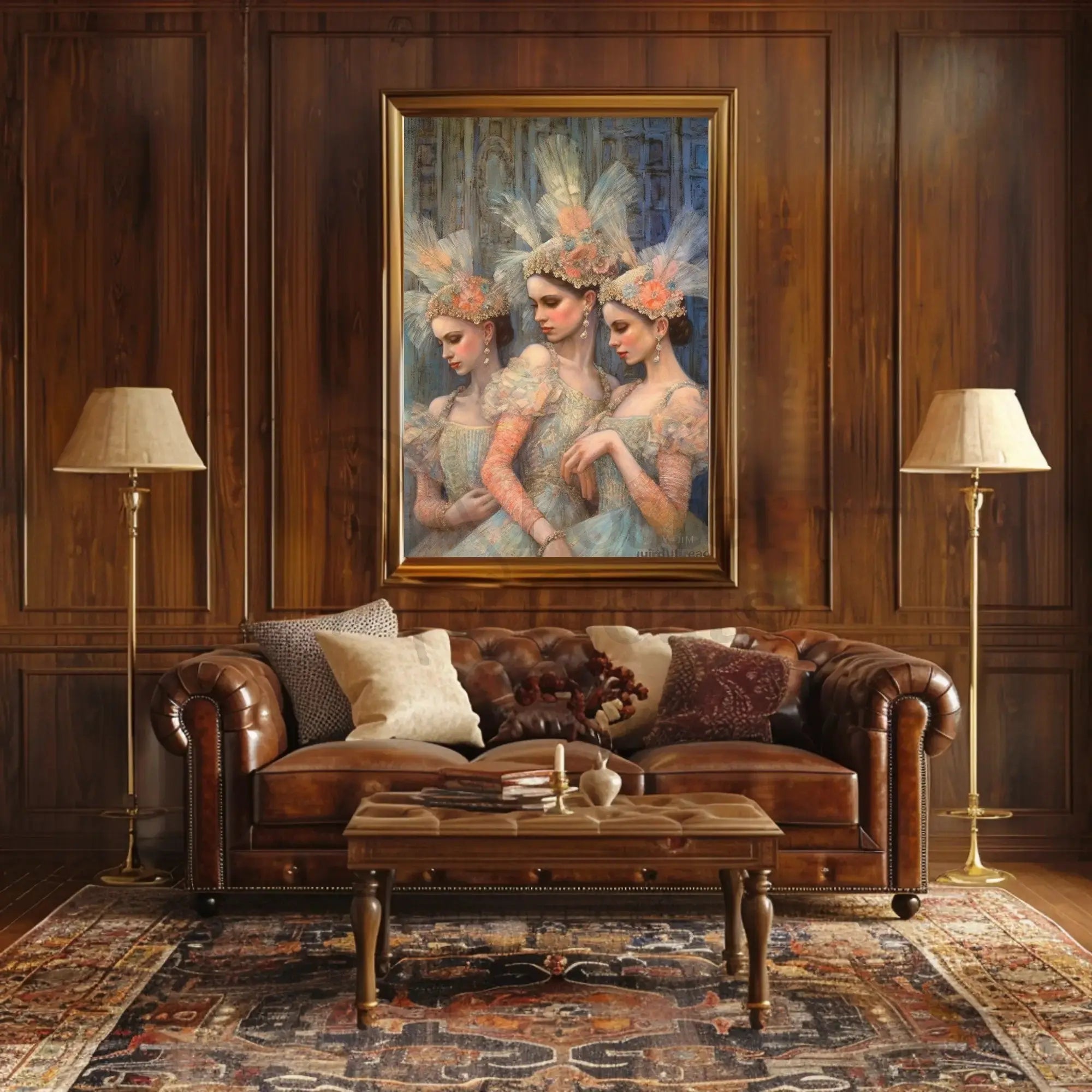 Elegant Historical Women with Elaborate Headdresses Cultural Poster PosterGoat